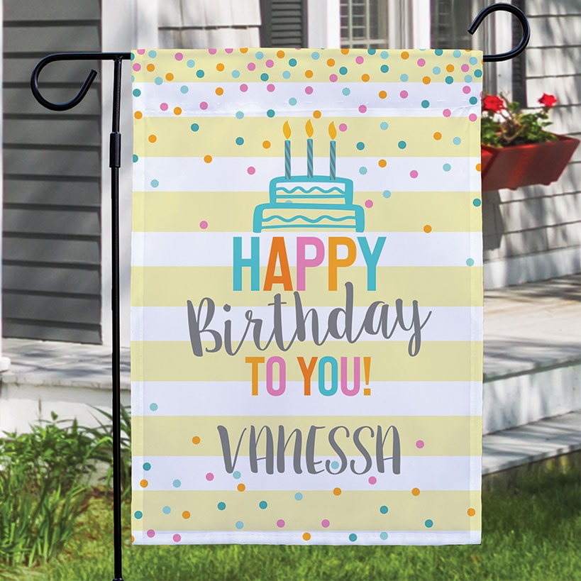 Personalized Happy Birthday Garden Flag