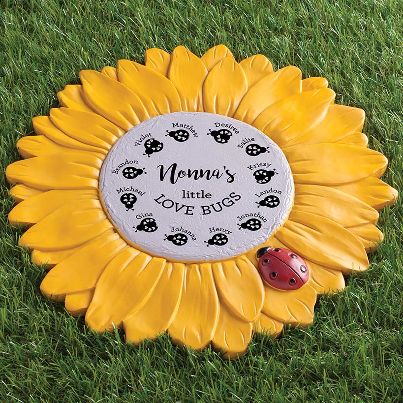 Personalized Love Bugs Sunflower Garden Stone