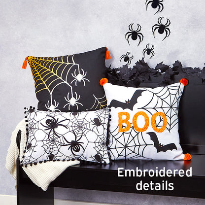 Spiderweb Embroidered Accent Pillows