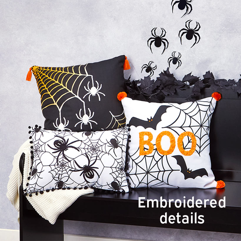 Spiderweb Embroidered Accent Pillows