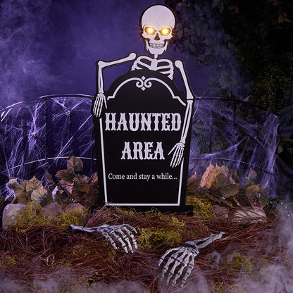 Solar Haunted Area Stake or Set of 2 Skeleton Hand Stakes