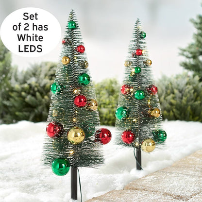 Set of 2 20" Solar Ornament Tree Stakes