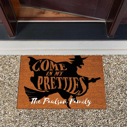 Personalized Halloween Flying Witch Doormat