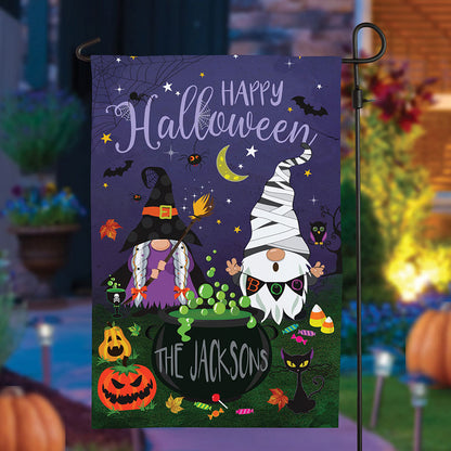 Personalized Halloween Gnome Garden Flag