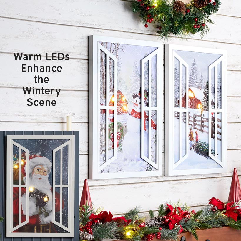 Lighted Holiday Window Wall Art