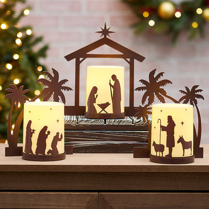Set of 3 Nativity LED Candle Scene