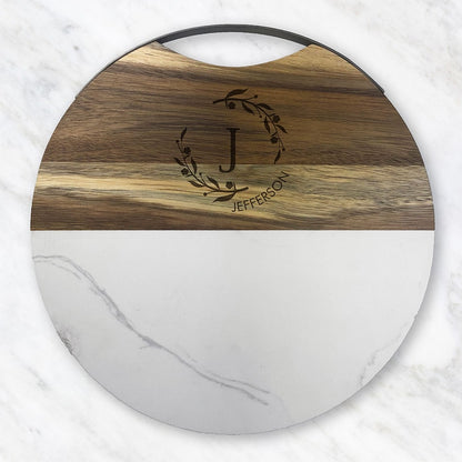 Personalized Wood and Marble Serving Board