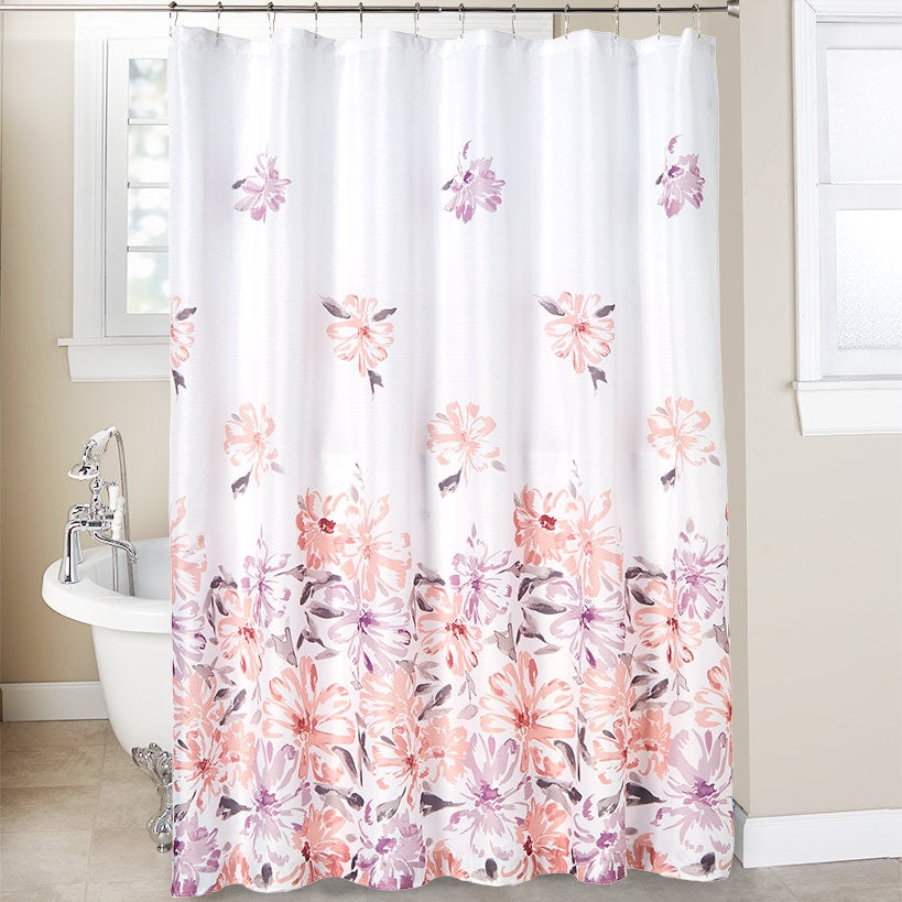 Homewear Falling Floral Shower Curtain Set with Hooks 13-Pc.