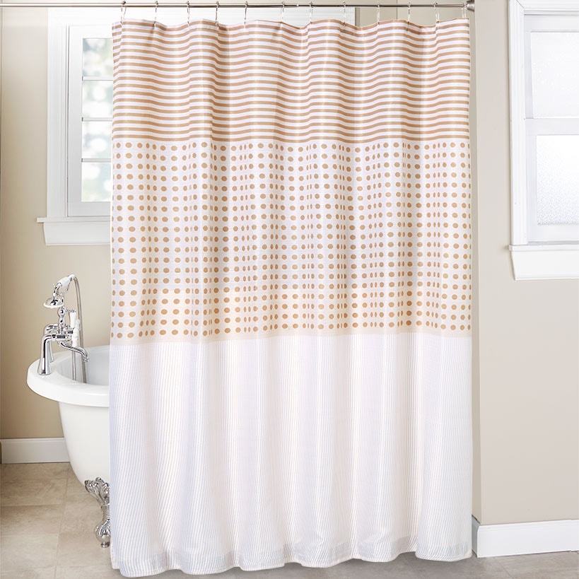 Stripe Dots Shower Curtain with Hooks