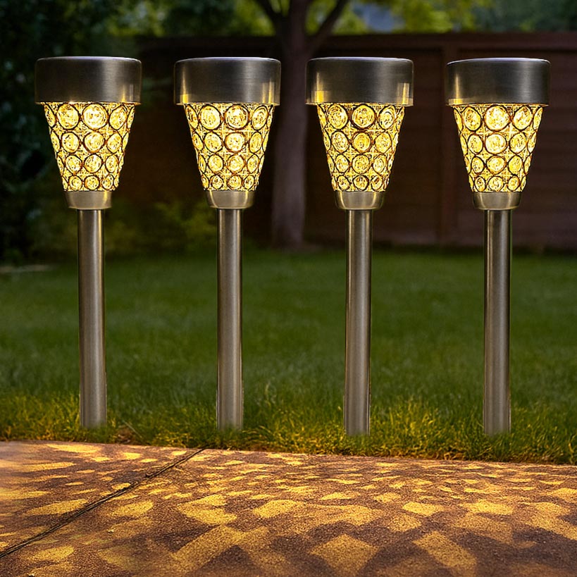 Garden Stake Lights Crystalline Design-Set of 4