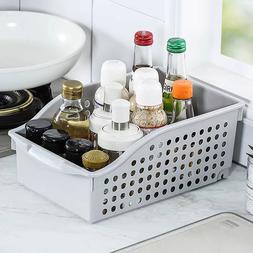 Countertop Plastic Storage Basket with Wheels