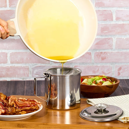 Grease Container with Removeale Strainer Stainless Steel