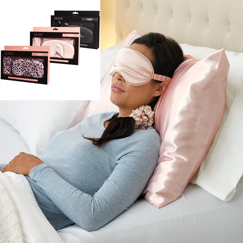 Women's Satin Sleep Gift Set - Pillowcase, Hair Ties, and Eye Mask