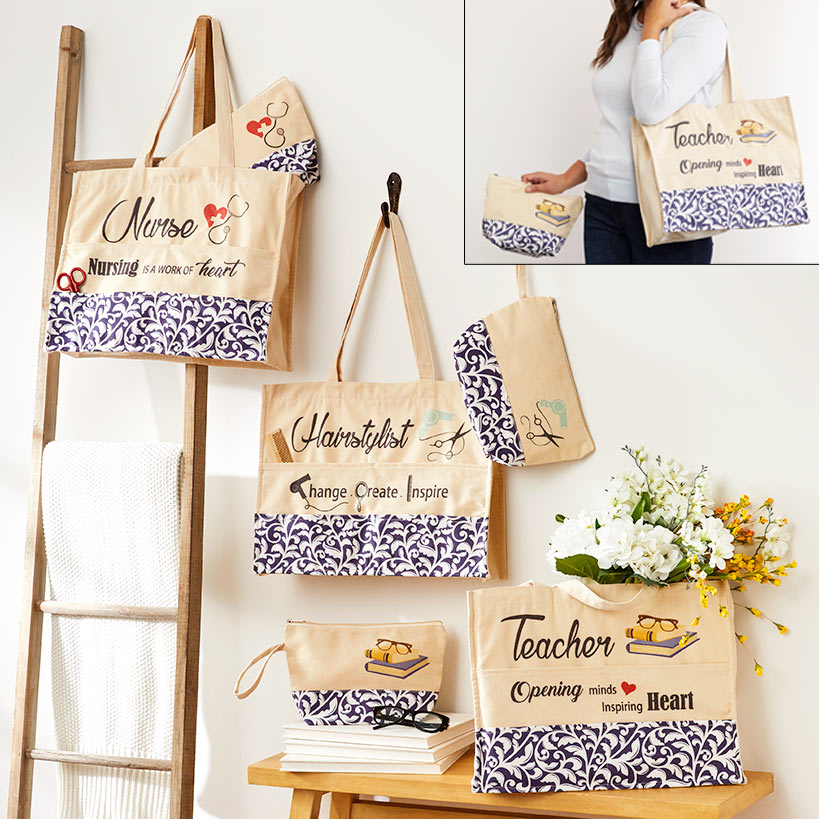 Nurse, Hair Stylist, Teacher Occupational Tote Bag and Pouch