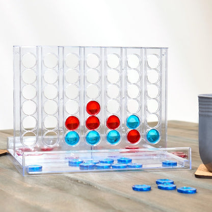 Modern Transparent 4-in-a-Row Game - Family Fun and Easy to Transport