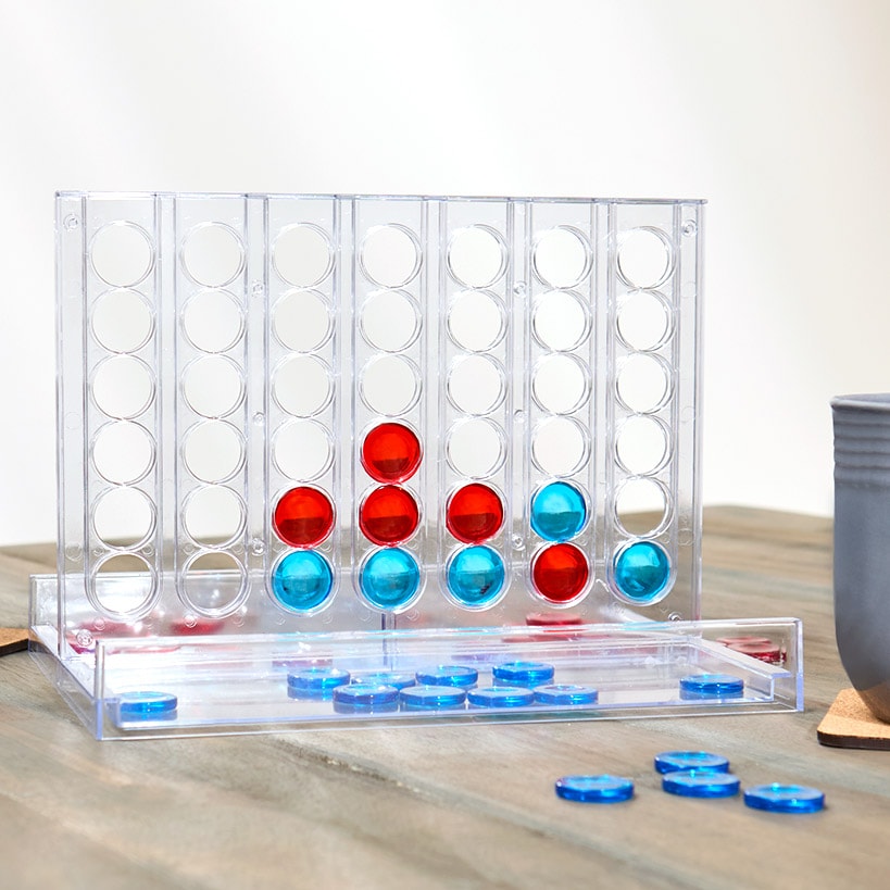 Modern Transparent 4-in-a-Row Game - Family Fun and Easy to Transport