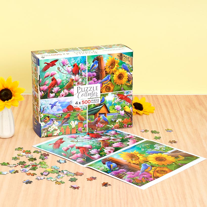 RoseArt® 4-In-1 Songbirds Jigsaw Puzzle Set