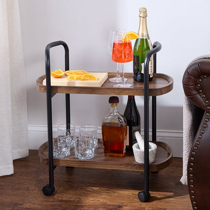 Kitchen or Bar Serving Cart with Wheels - 2-Tier