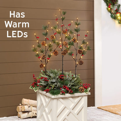 26" Solar Pinecone Stakes Set of 3
