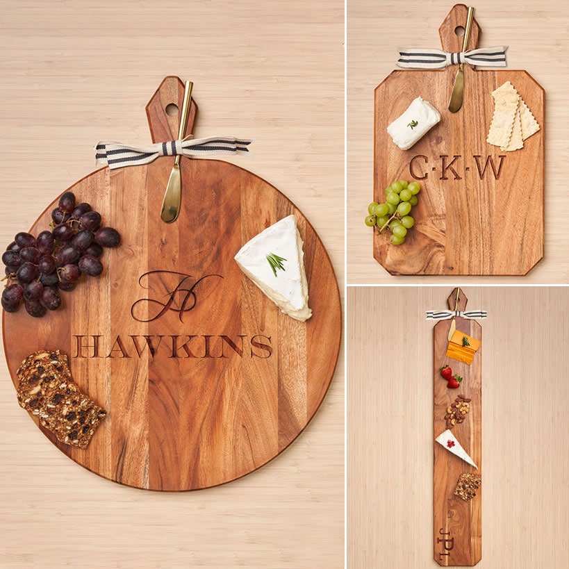 Personalized Acacia Heirloom Board with Gold Spreader