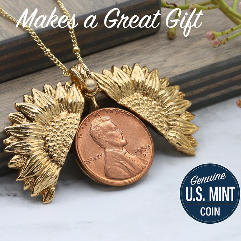 Personalized Year to Remember Sunflower Necklace