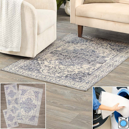 Vintage Medallion Washable Area Rug Accent Rug or Runner Rug
