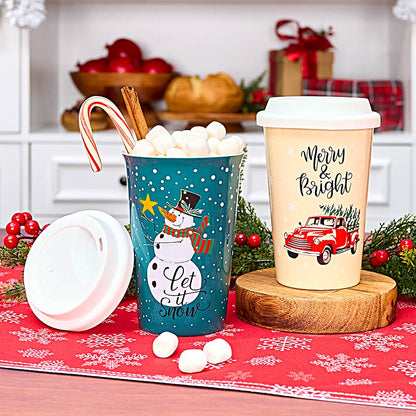 Ceramic Holiday Mugs with Lid