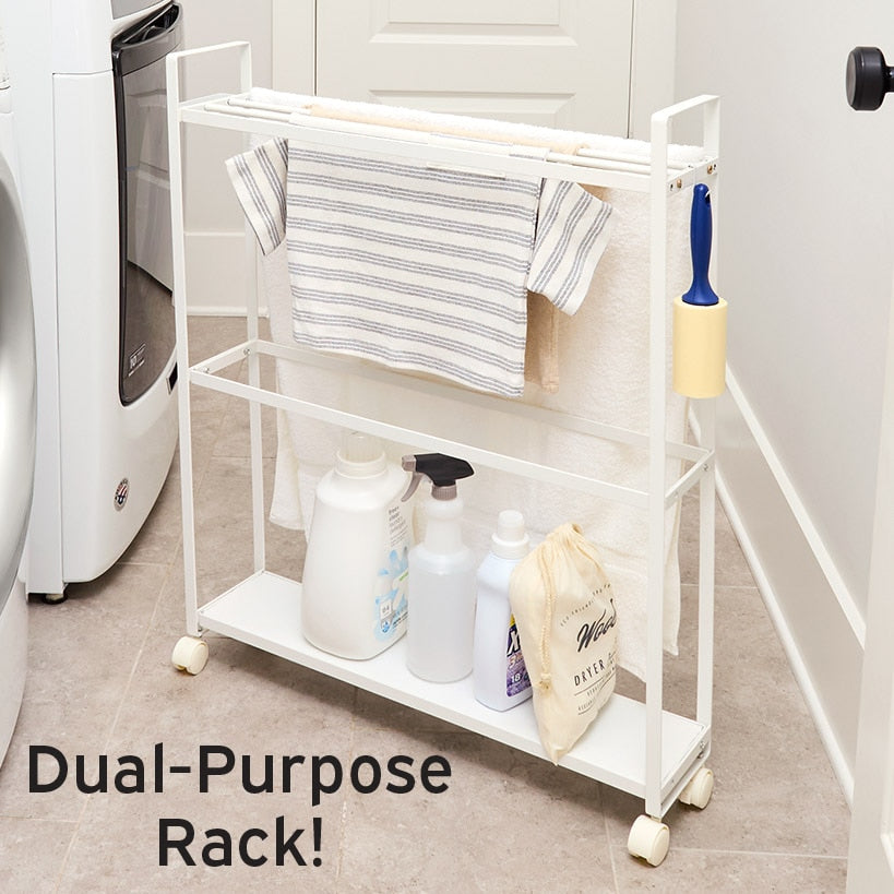Laundry Storage Cart with Drying Rack for Towels and Clothes