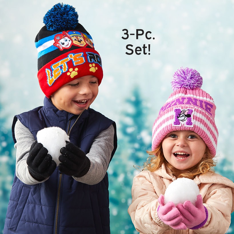 Kid's Beanie and Glove Matching Gift Set - Minnie Mouse or Paw Patrol