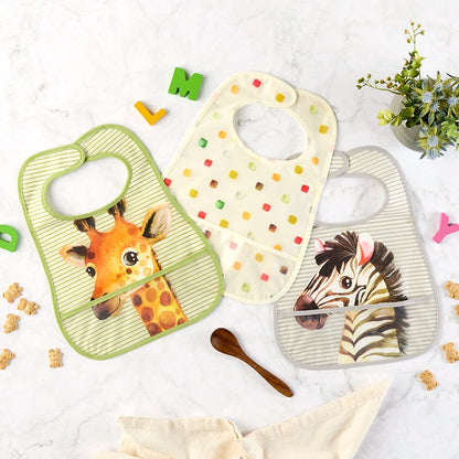 Baby Food-Catching Colorful Bibs - Set of 3