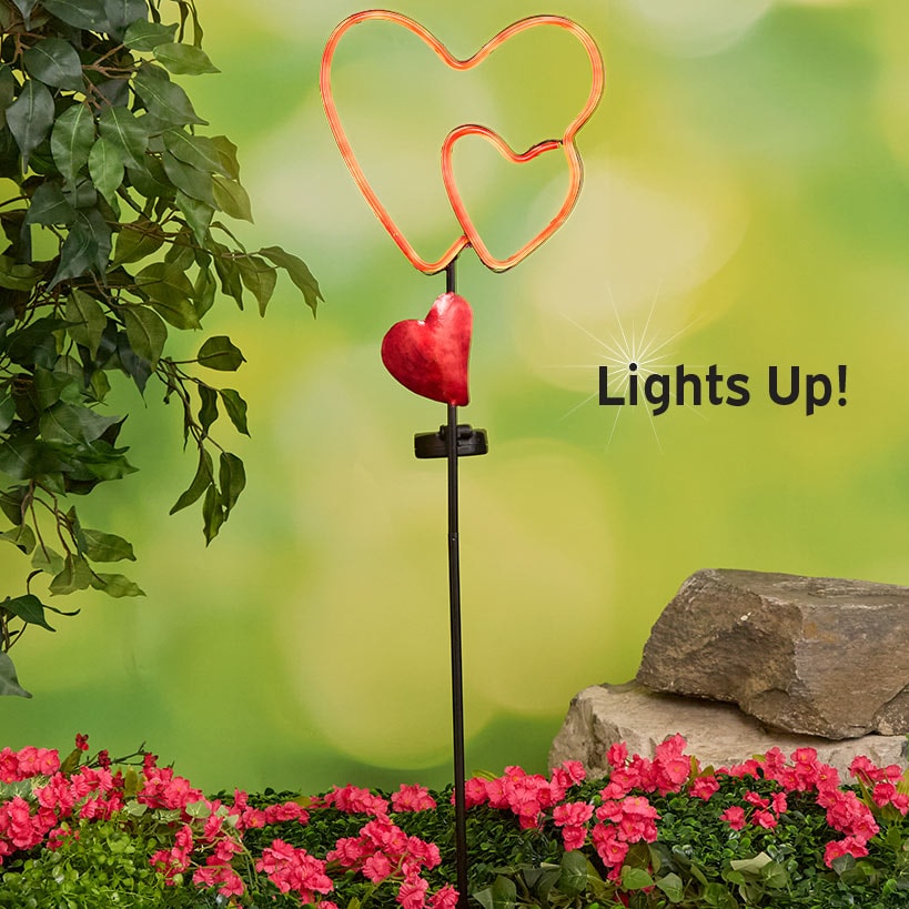 Solar LED Valentine's Heart Trio Garden Stake