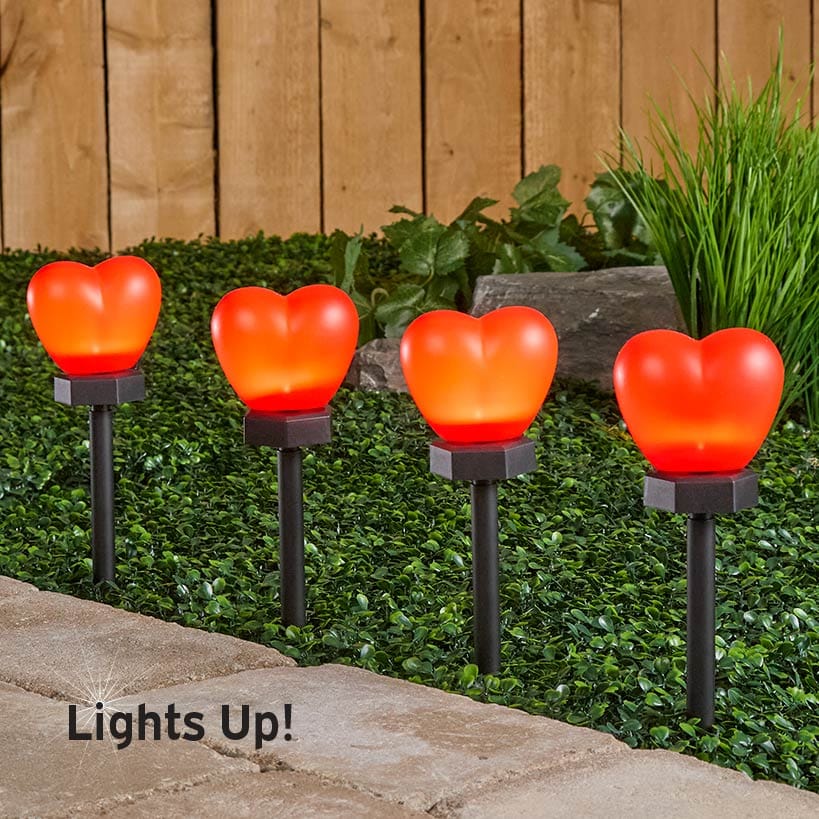 Solar Heart Garden Stakes-Set of 2