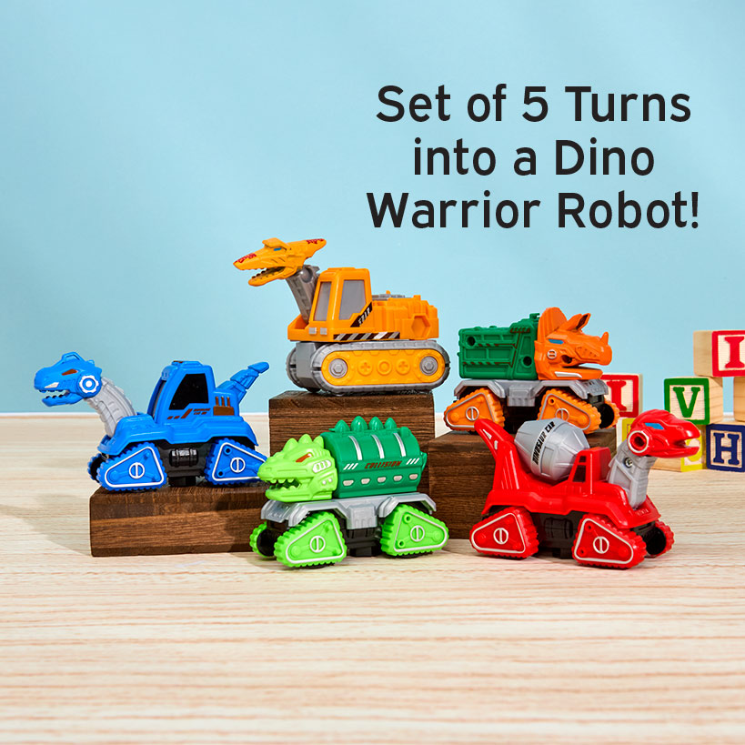 Diecast Transforming Robots Set - Dinosaur to Truck Fun with 360º Rotation