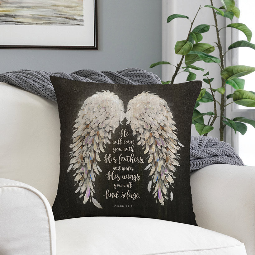Religious He Will Cover You With His Feathers Pillow
