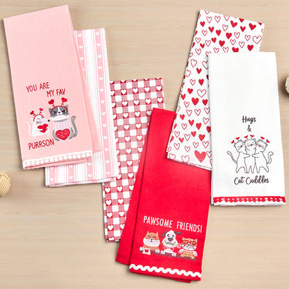 Embroidered Kitchen Towels Valentine's Day Set of 2