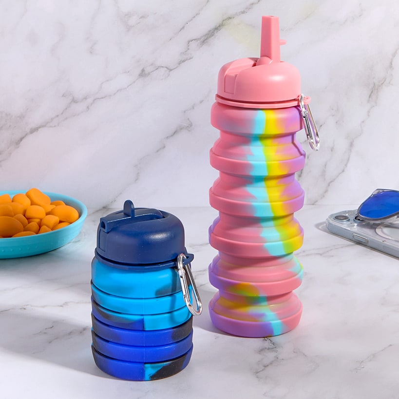 Collapsible Silicone Water Bottle - 17oz. - Outdoor, Hydration, Travel