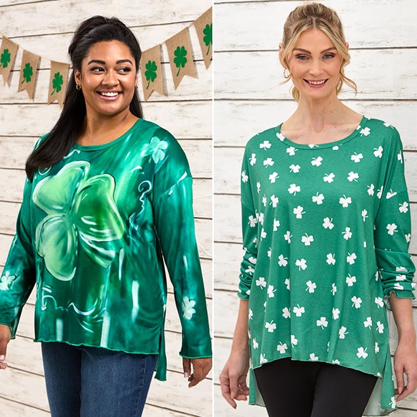 St. Patrick's Day Long Sleeve Women's T Shirt Shamrock Clovers