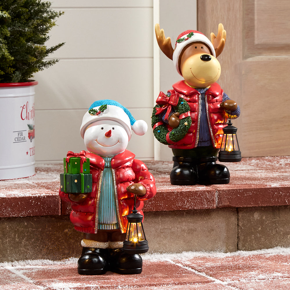 Christmas Moose or Snowman with Solar Lantern