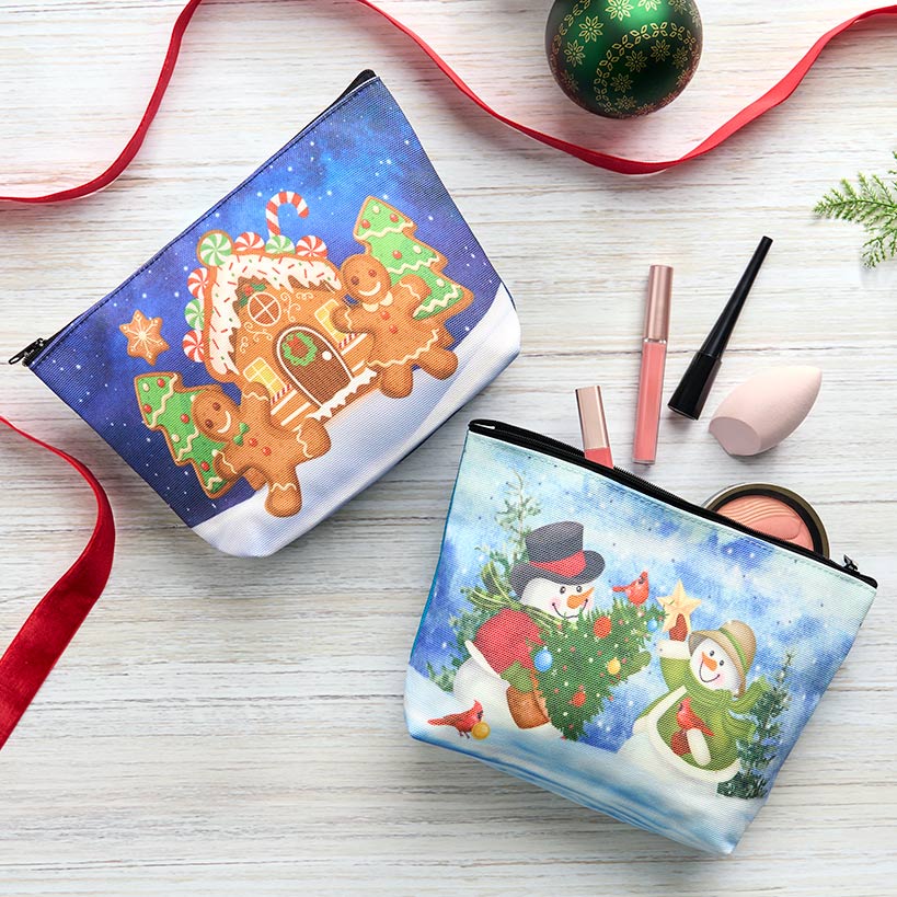 Christmas Zipper Pouch - Snowman or Gingerbread