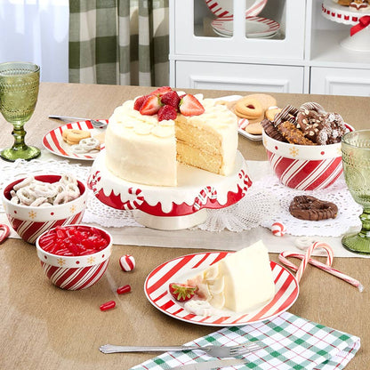 Candy Cane Cake Plate or Set of 3 Serving Bowls