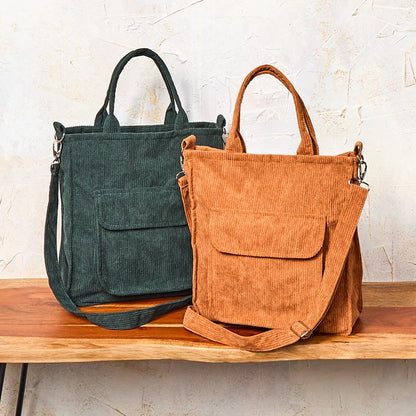 Women's Corduroy Crossbody Tote Bag