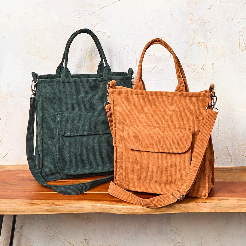 Women's Corduroy Crossbody Tote Bag