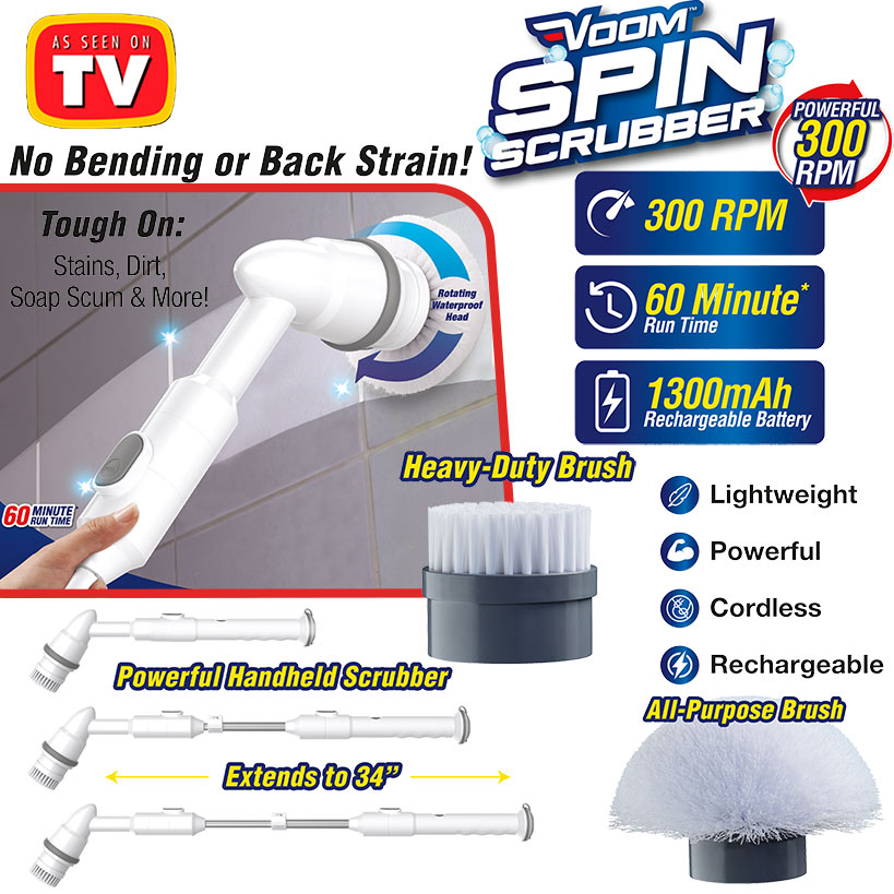 Voom™ Spin Scrubber Cordless Powerful With Heavy Duty All Purpose Brushes