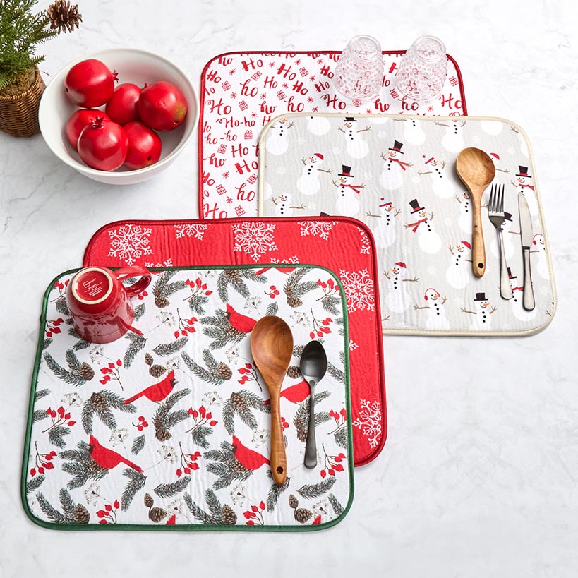 Set of 2 Festive Drying Mats