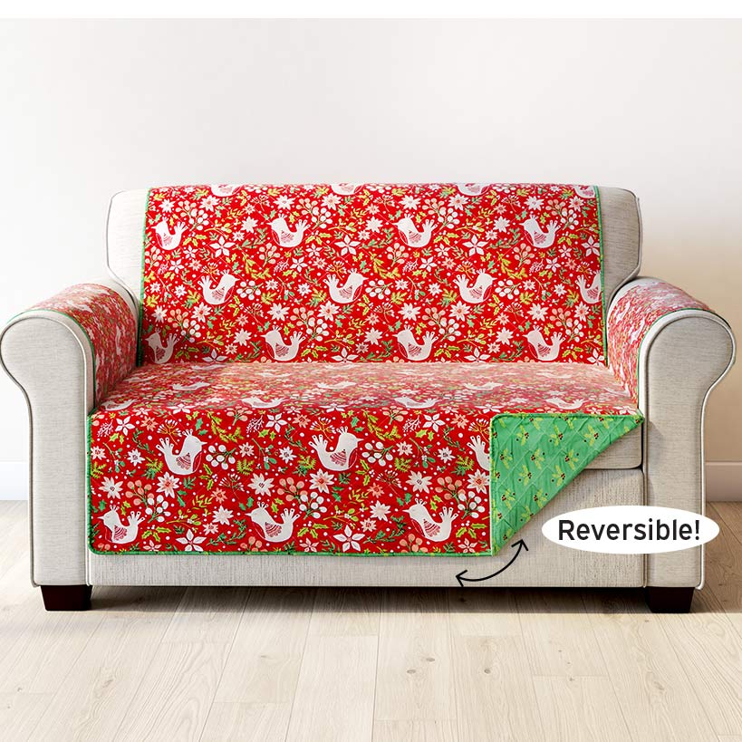 Holiday Cardinal Quilted Furniture Cover Chair, Loveseat, Sofa