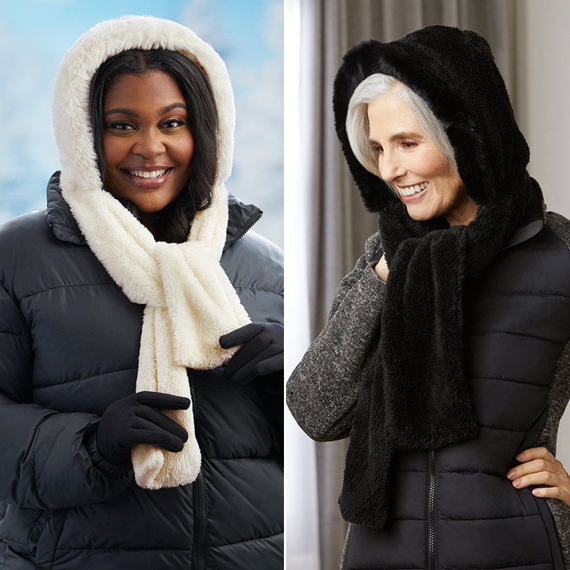 Faux Fur Hooded Scarf
