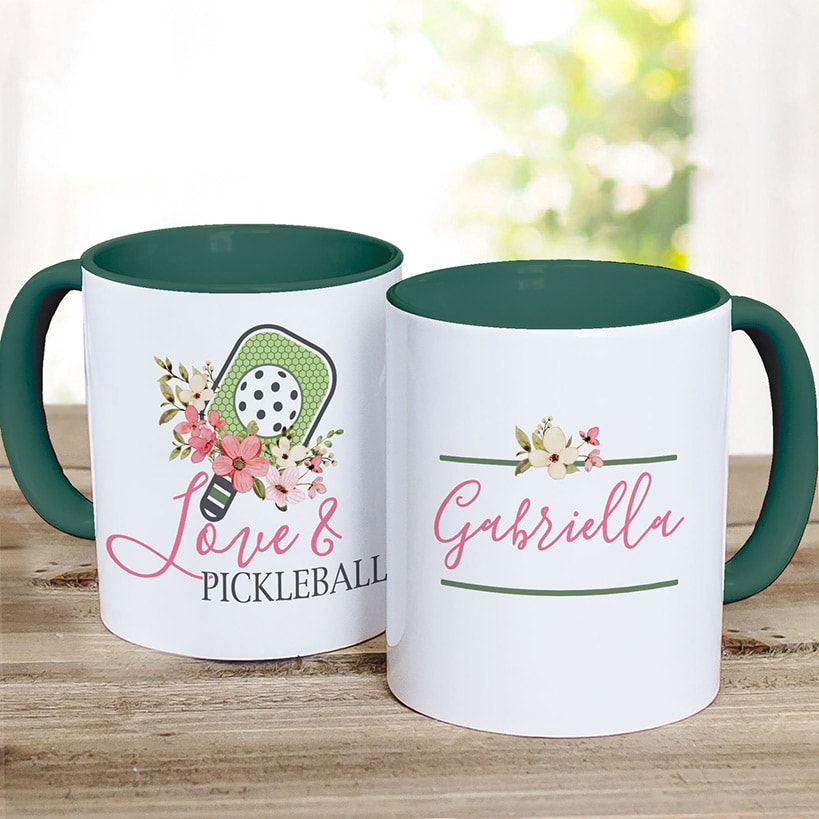 Personalized Pickleball Floral Love Coffee Mug