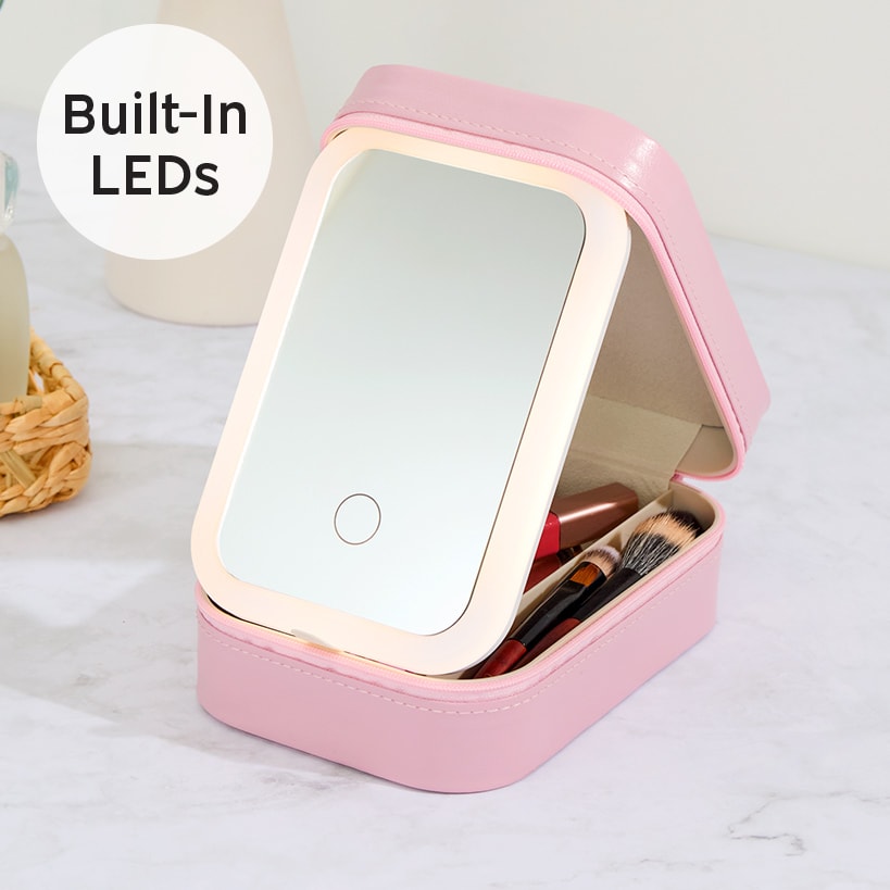 Travel Cosmetic and Makeup Case with LED Mirror
