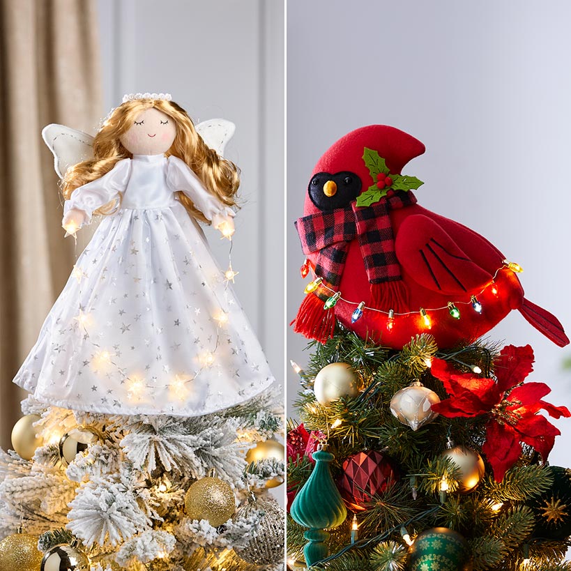 Lighted Christmas Tree Topper Angel or Cardinal
