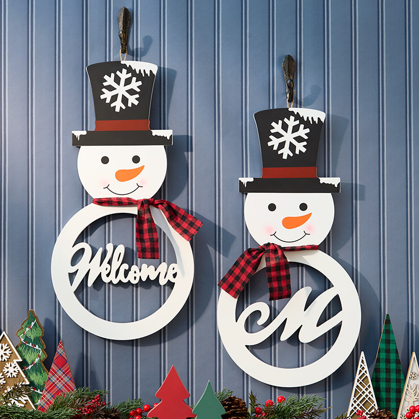 Monogram Snowman Wall Hangings